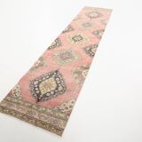 3x12 Soft Pastel Pink Turkish Runner Rug, 85x383Cm SK 5659