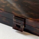 Tray - box with a lid in tortoiseshell plexiglass, 1970s design.