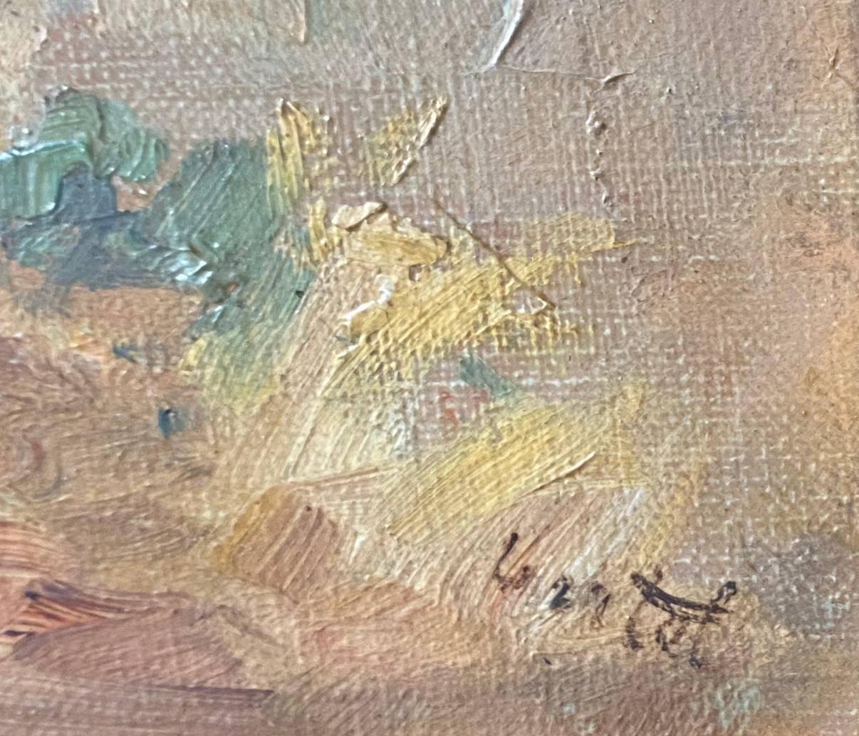 Hst painting "animated landscape" by hf vertet (1847-1924) known as l'abbé vertet