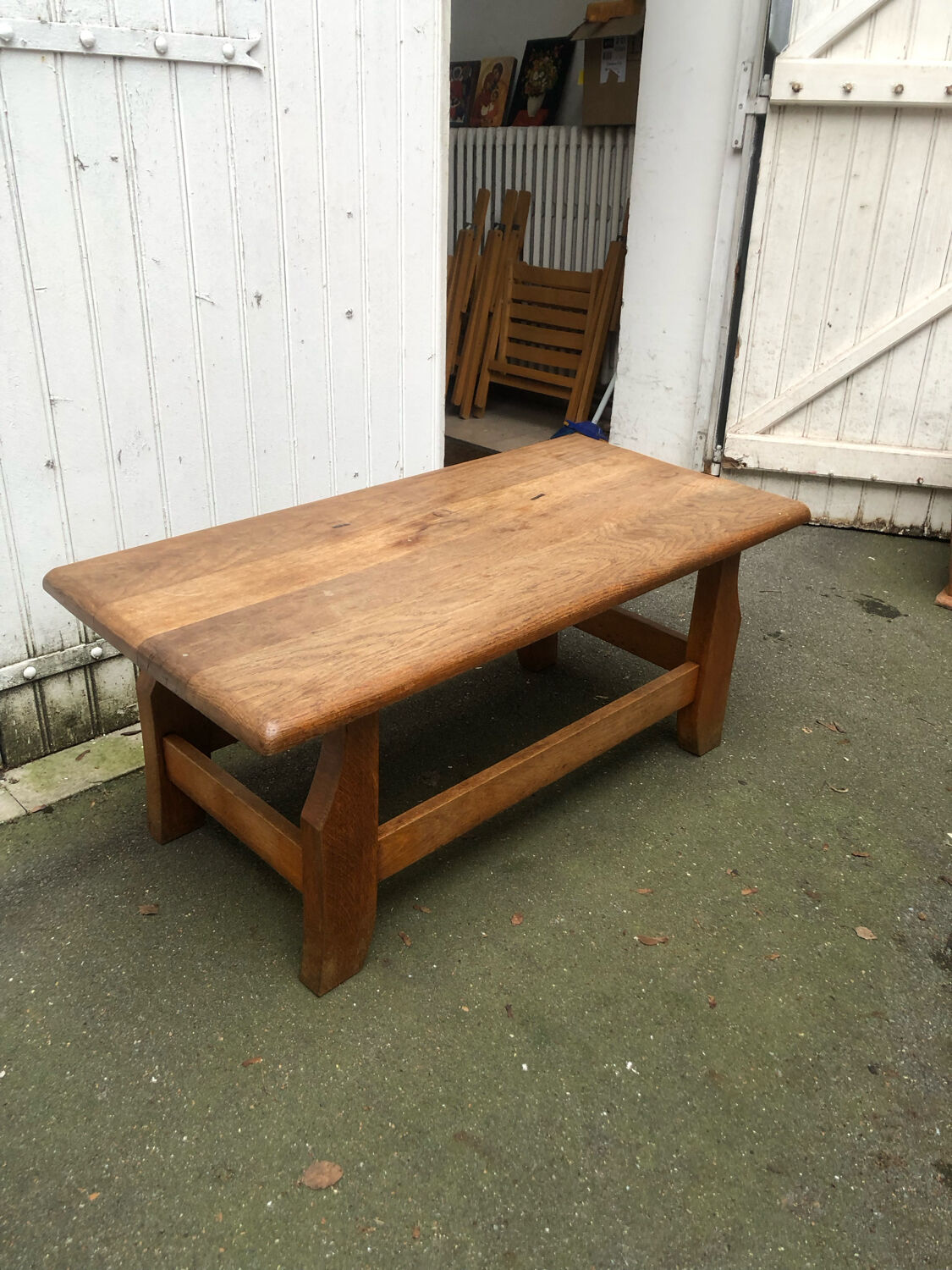 Brutalist oak coffee table, 1960s