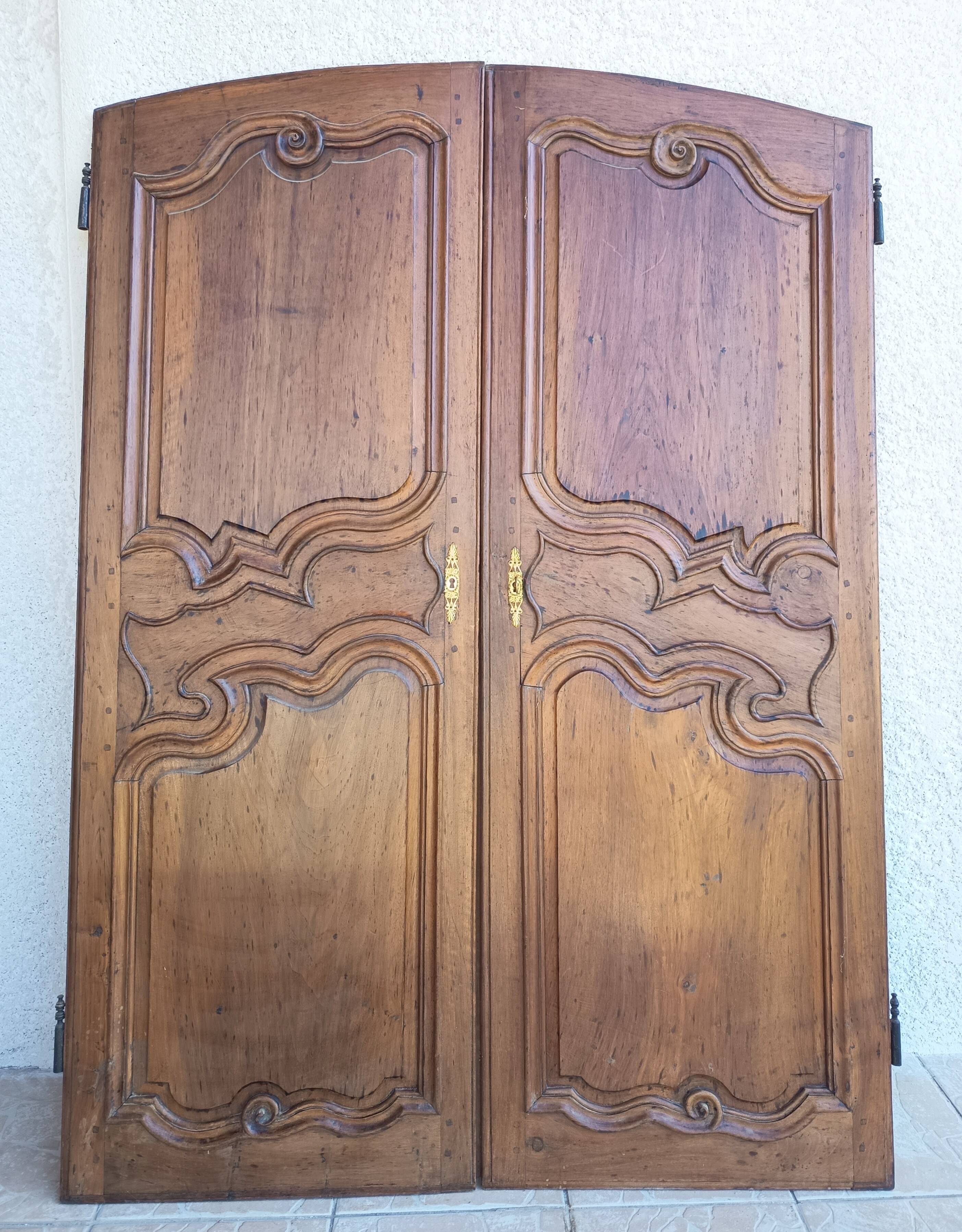 Louis XV walnut wardrobe doors