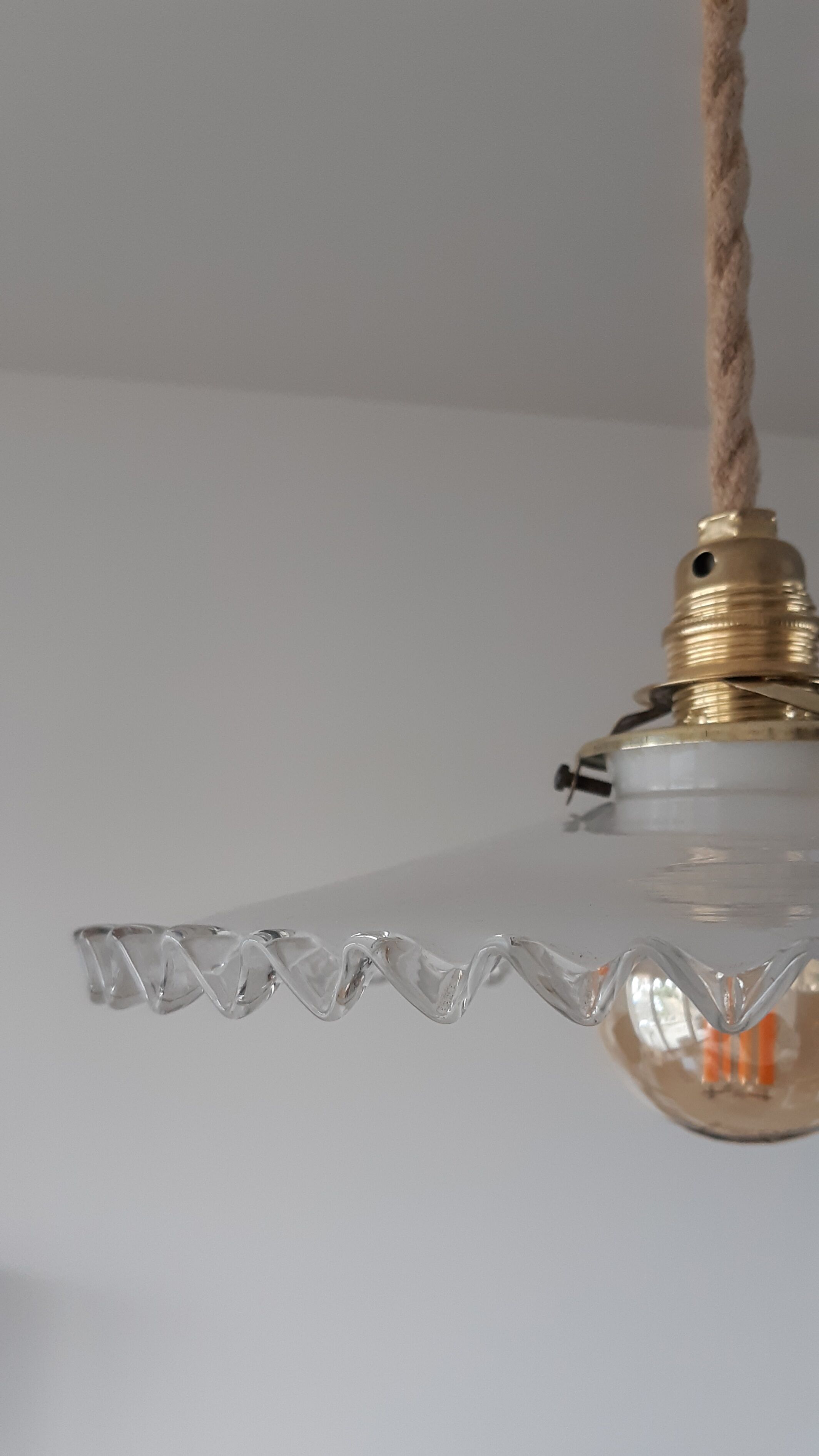 Opaline white glass hanging lamp