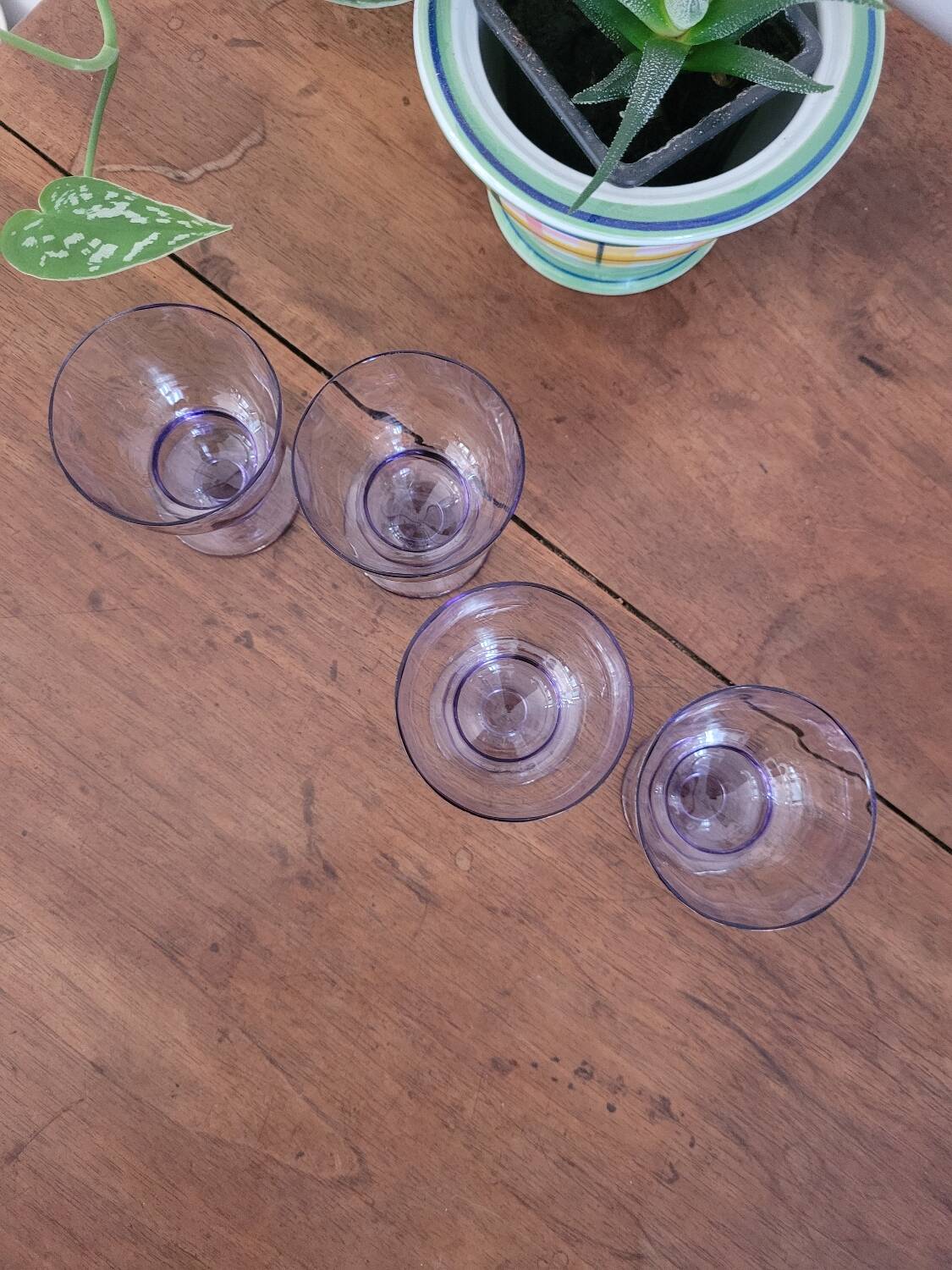 Set of 4 small purple glasses
