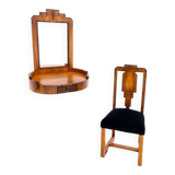Coiffeuse avec chaise de style Art Déco, Pologne, milieu du XXe siècle.