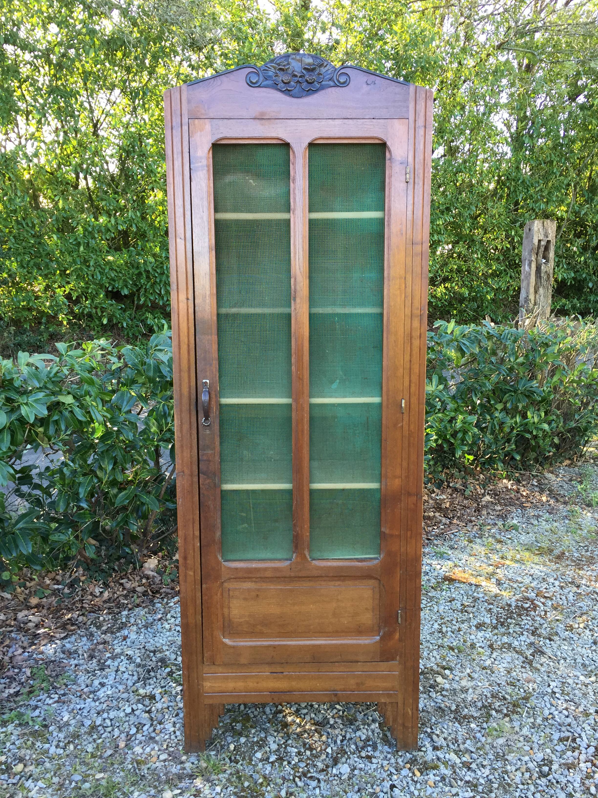 Vintage mesh cabinet in solid oak rococo period 1930