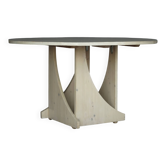 Architectural hand built Dining Table in white washed pine, 1970s