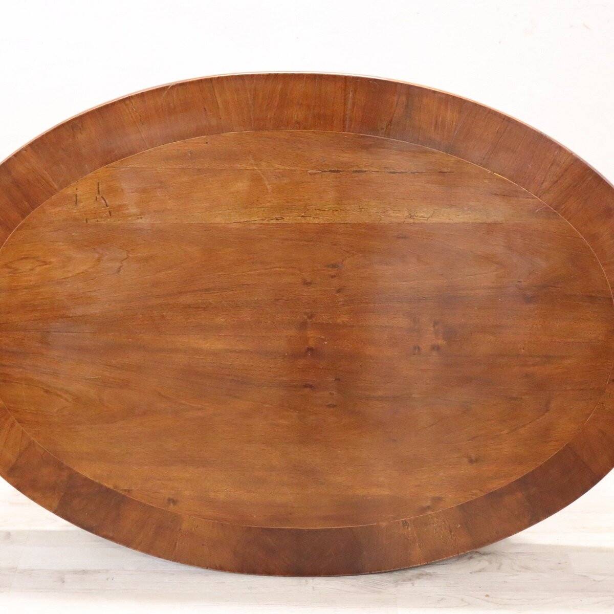Antique Oval Table In Walnut, Italy Mid 19th Century