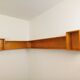 Vintage wooden corner wall shelf from the 60s 70s.