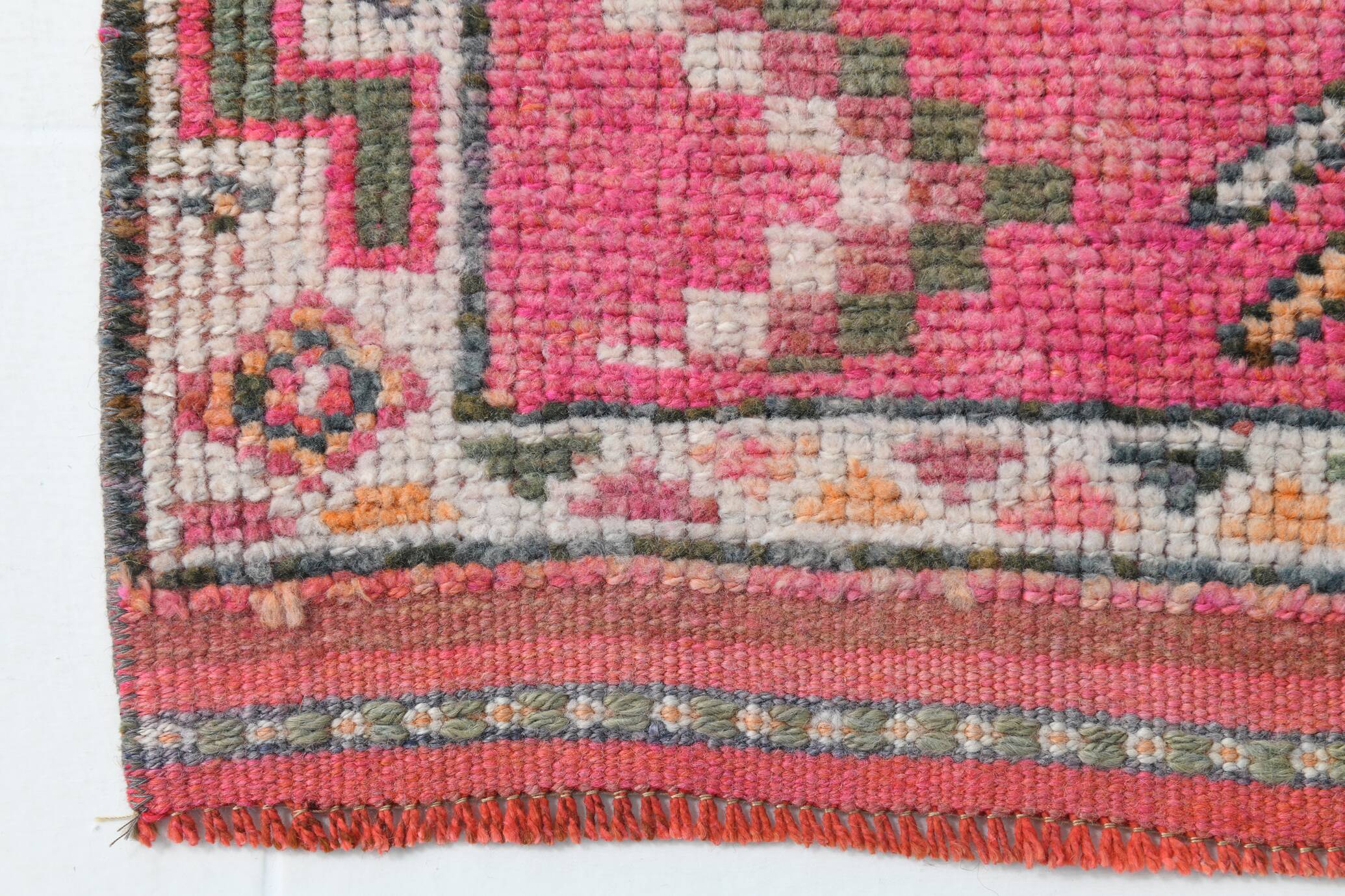 Shades Of Pink Beige Antique Vintage Runner Rug, 89x322Cm