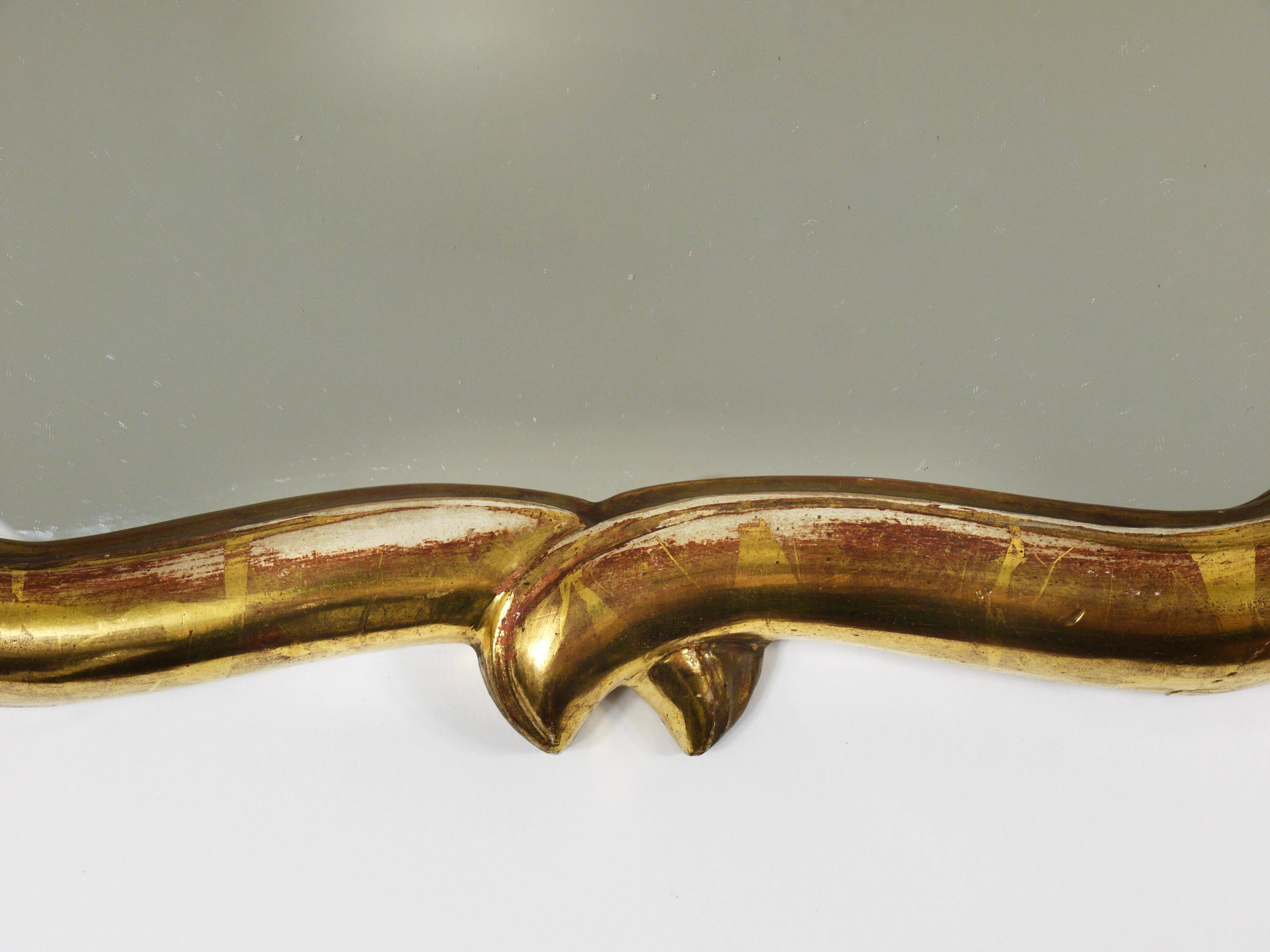 Max Welz Vienna Art Nouveau Hand-Carved Gilded Wood Wall Mirror, Austria, 1930s