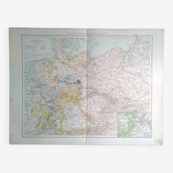 Une carte géographique issue atlas richard andrees année 1887 deutschland  politische ubersicht