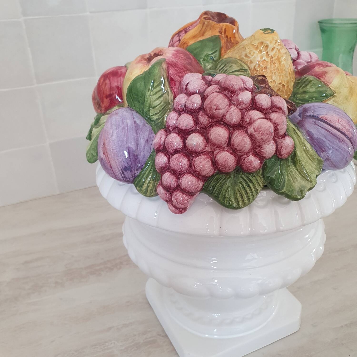 Medici vase and slipware fruit composition