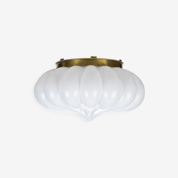 Ceiling light meringue gadroon glass brass