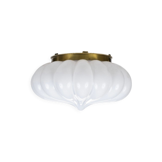 Ceiling light meringue gadroon glass brass