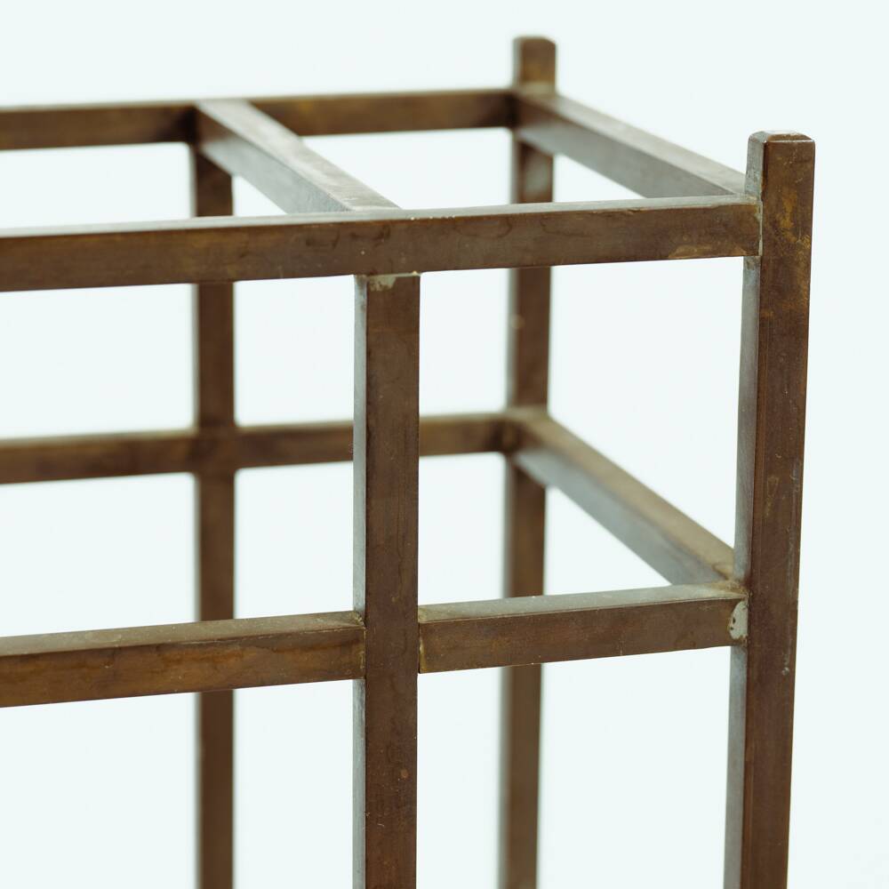 Art Deco Amsterdam School umbrella stand in bonze and oak, The Netherlands, 1920s