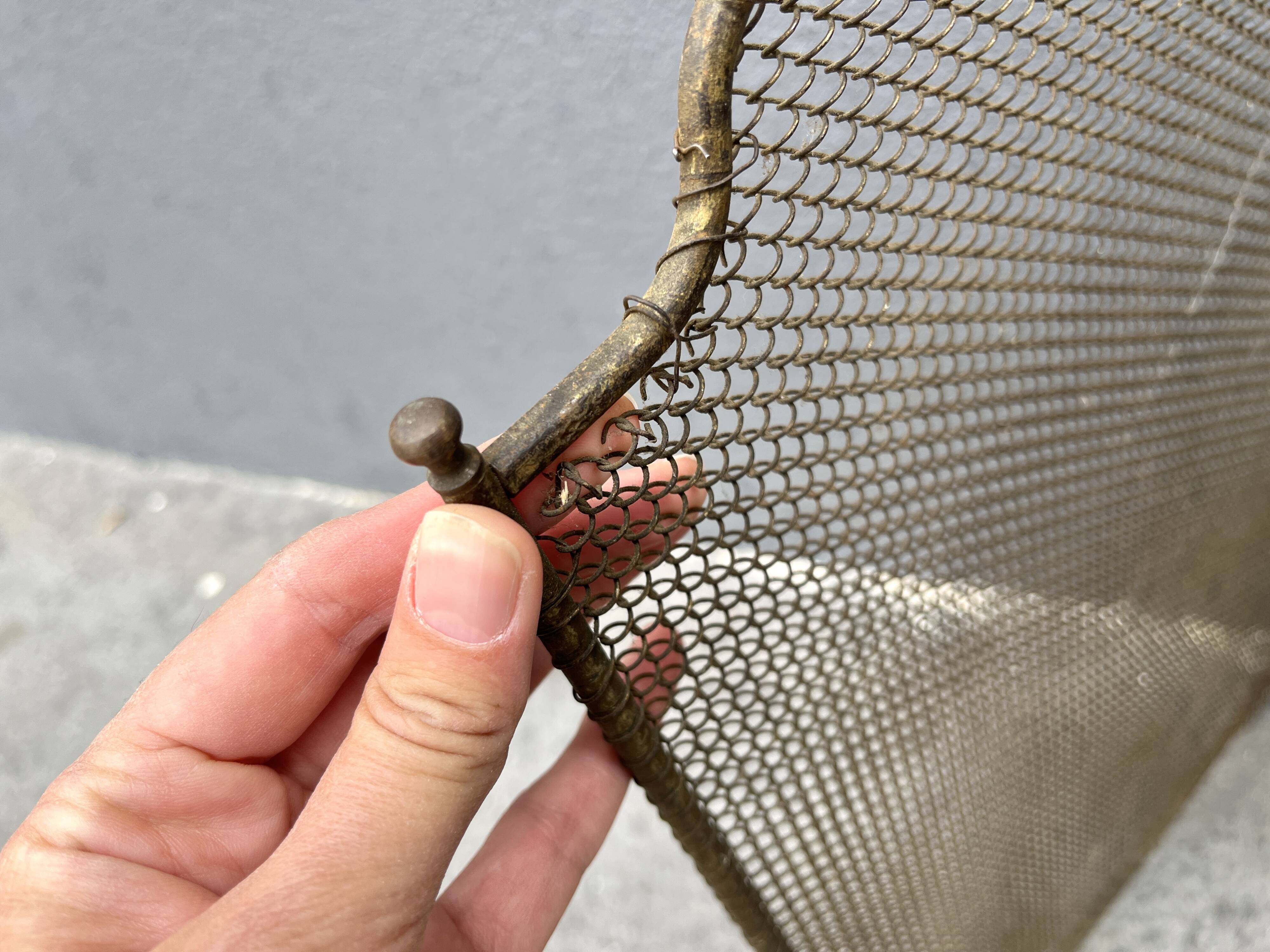 Antique 19th century fireplace screen, 5-panel spark arrester
