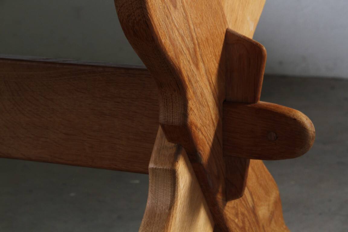 Vintage danish brutalist oak dining table
