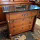 Chest of drawers with columns in blond walnut Empire style XIXth