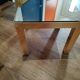 Vintage nesting table in gold metal and smoked mirror glass