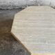 Beige Travertine Sculptural Coffee Table — Hexagonal Solid Natural Stone, Brutalist Design