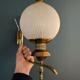 Pair of brass and opaline sconces