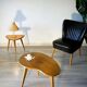 Table basse haricot tripode pieds compas années 50