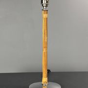 Set of 2 pencil reed rattan bamboo and chrome table lamps, 1980s