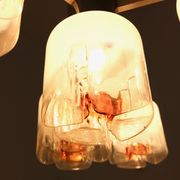 Three-Arm Blown Glass and Metal Chandelier Produced by Mazzega,