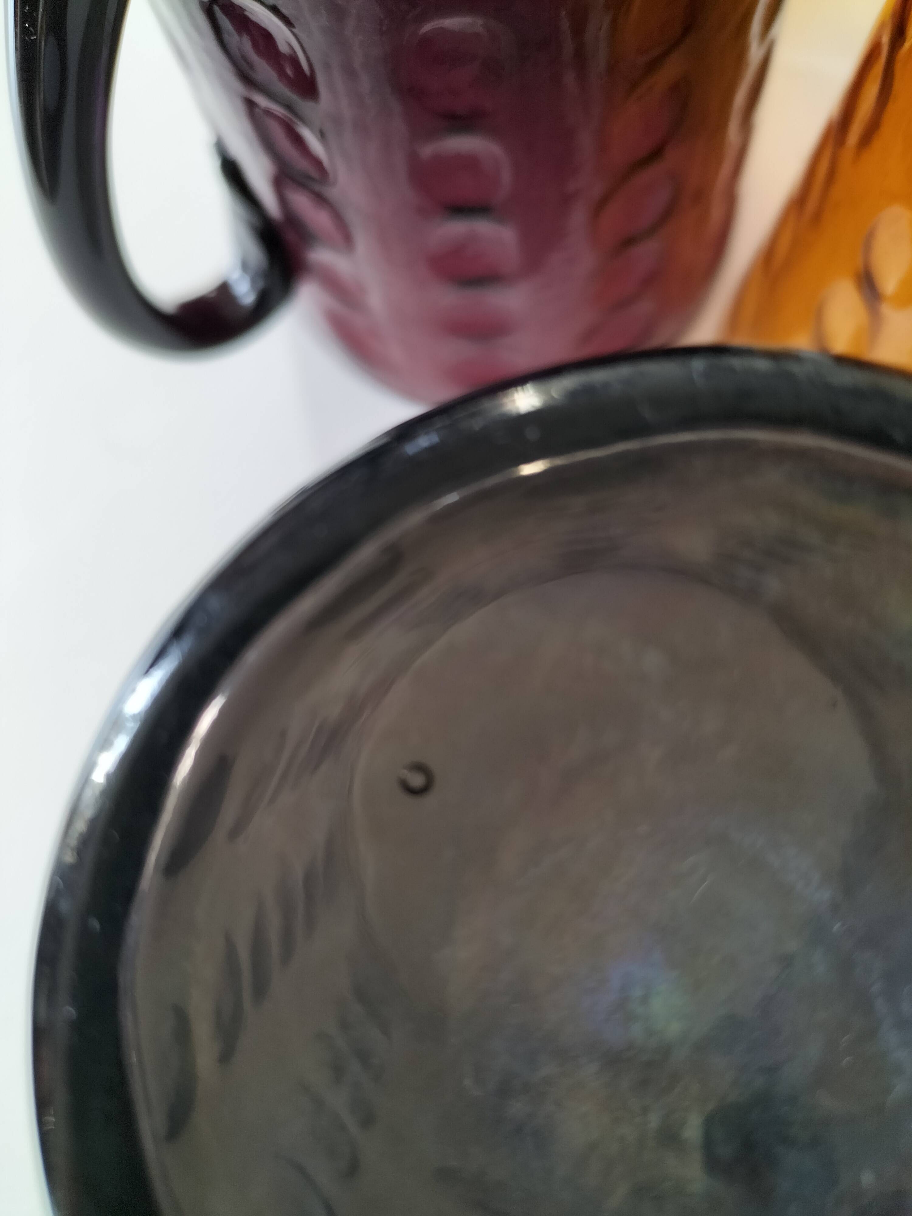 Set of 4 coloured pressed glass mugs, vintage style.