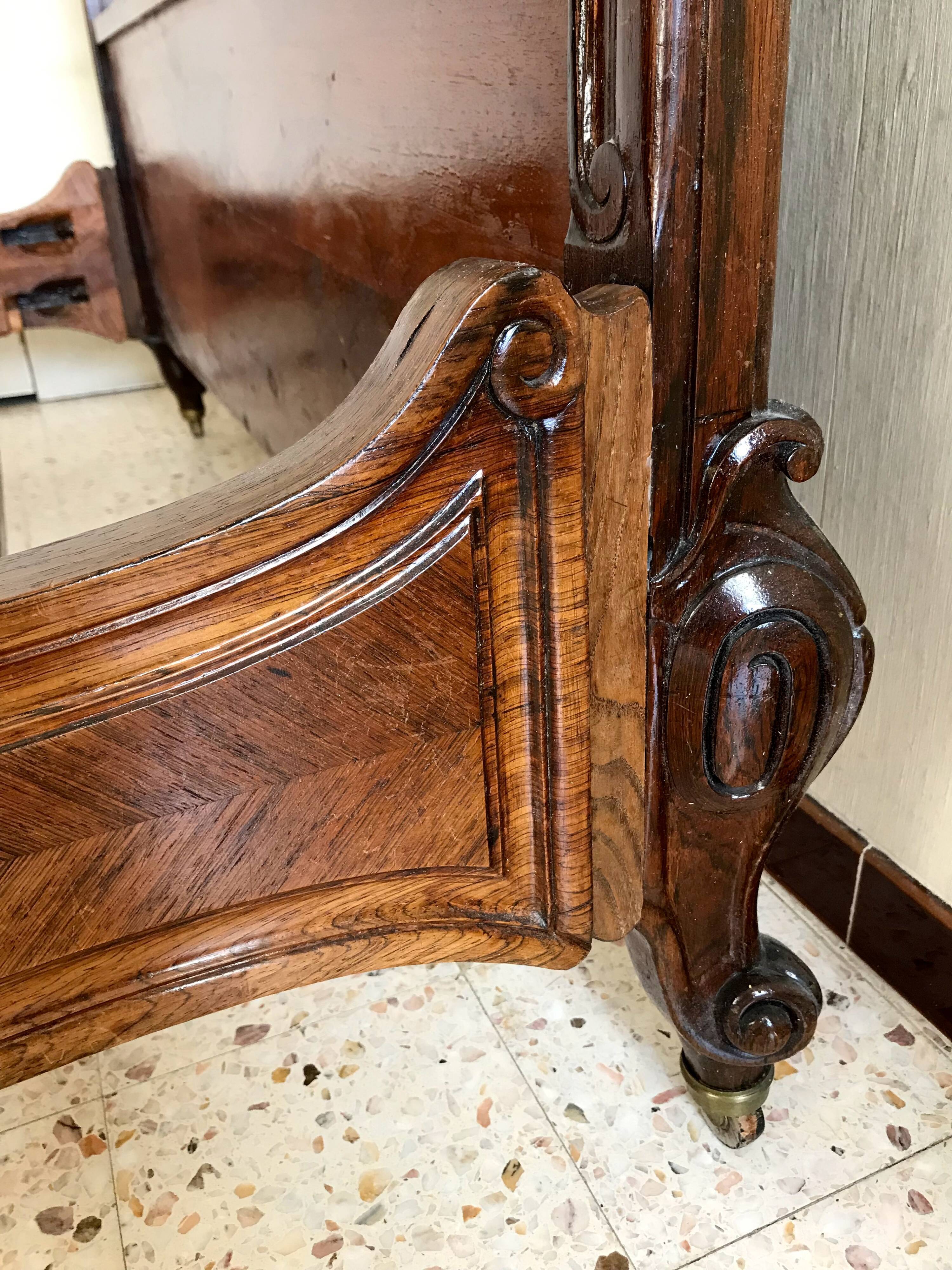 Old wooden bed nineteenth century rocaille style sign camus clermont ferrand