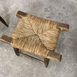 A pair of 1950s straw stools.