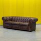 Chesterfield 3-seater sofa – Handmade brown leather