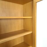 Tall LP display cabinet with glass doors and magazine shelf from Sweden