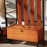 Vestiaire d’entrée vintage – Meuble à patères, miroir et rangements