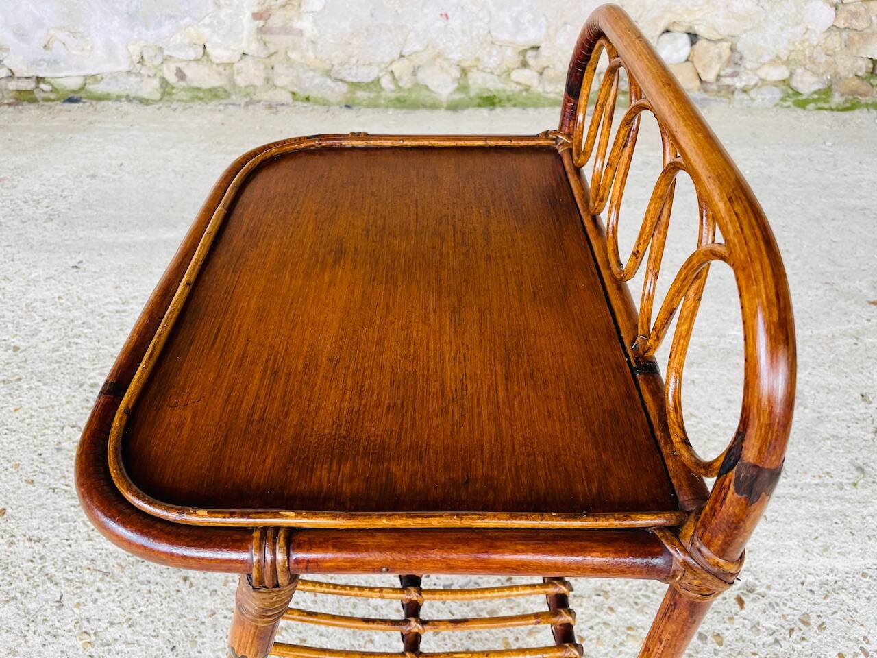Bamboo and rattan side table, Italy, circa 1960s