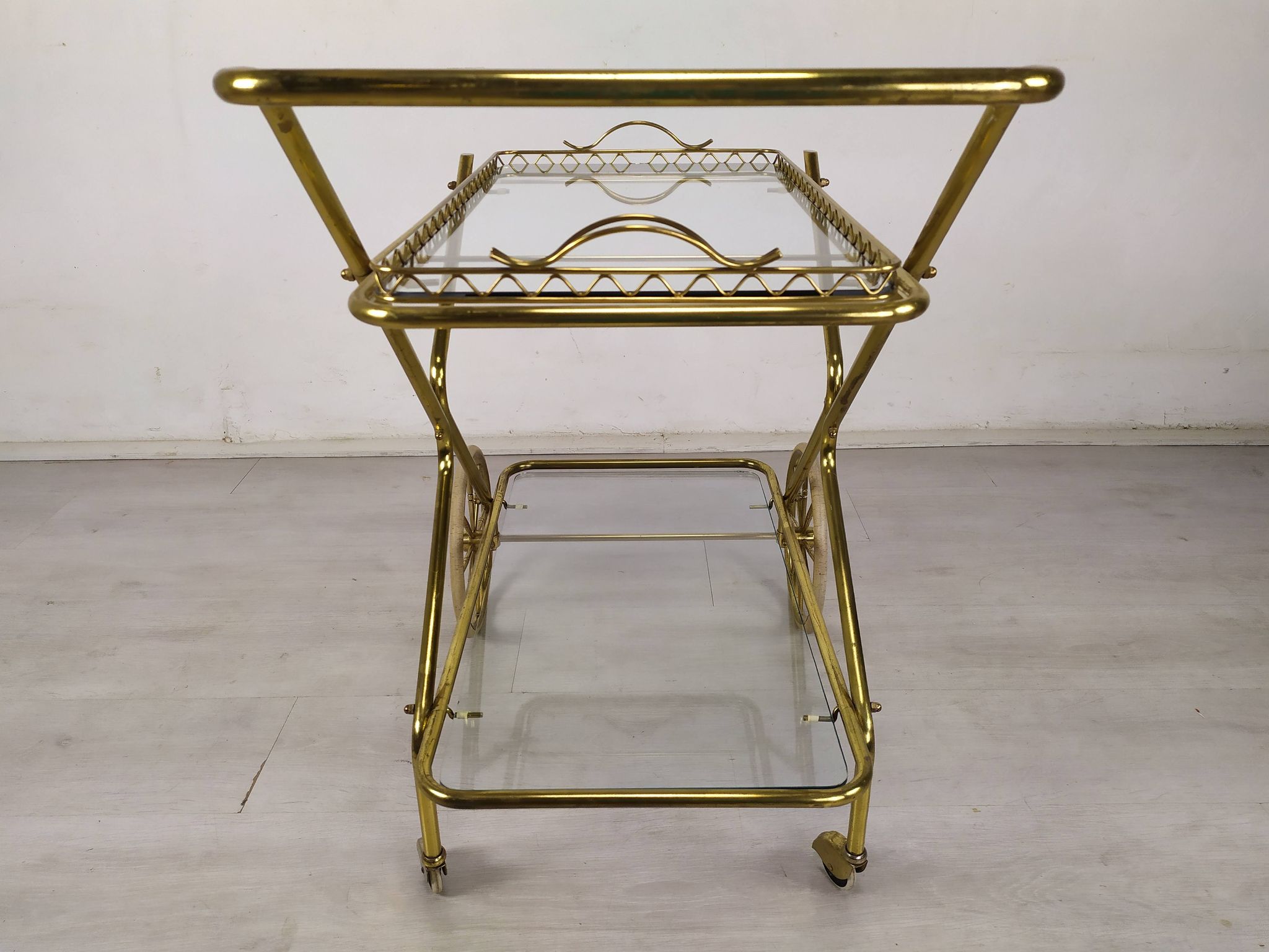 Vintage golden brass rolling service