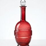 Small carafe, glass/crystal, antique ruby glass, engraved, 19th-20th century.