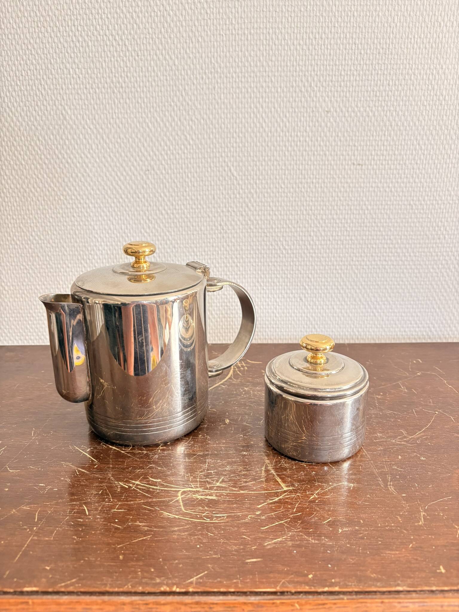 Antique Teapot Vintage Art Deco Silver-Plated Sugar Bowl