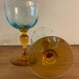 Lot of 6 blown crystalline glasses, walking and colorful Georges Sand