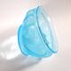 Old oval coupe basket in moulded blue glass, frosted acid, 1900.