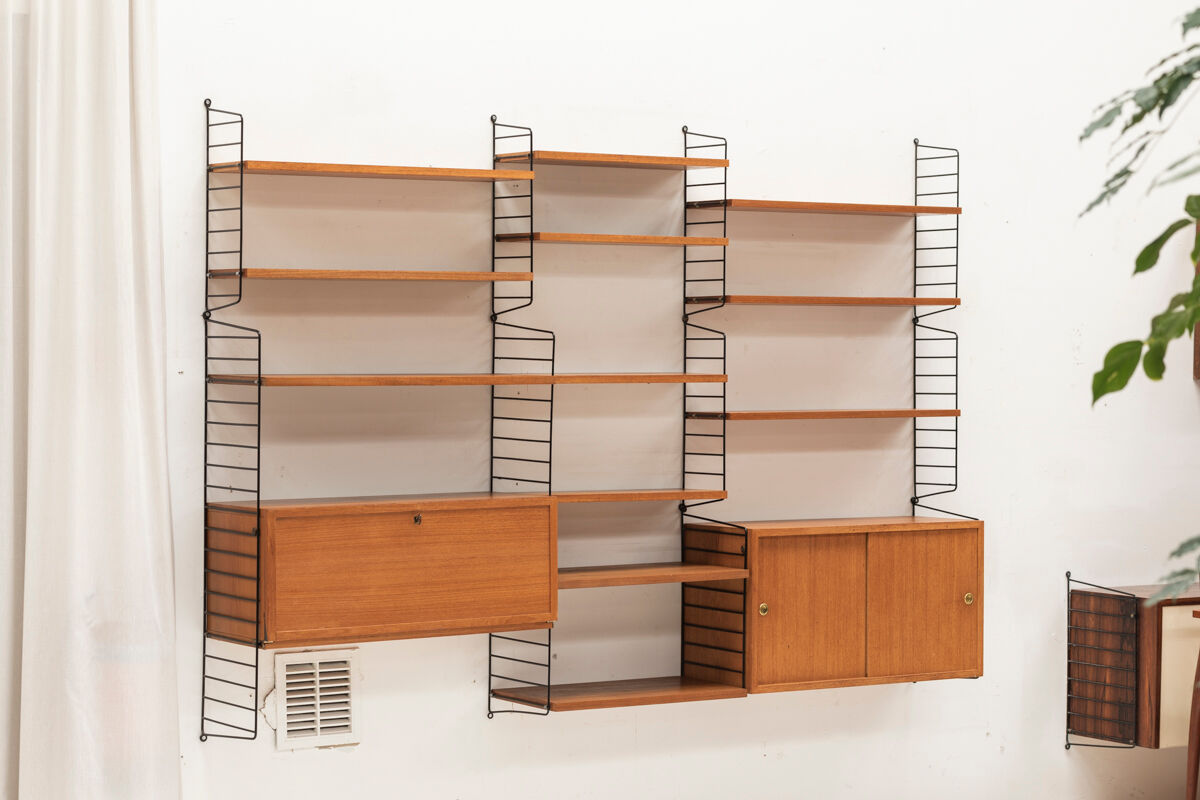 3-Piece wall unit by Nisse Strinning for String, Sweden, 1960s