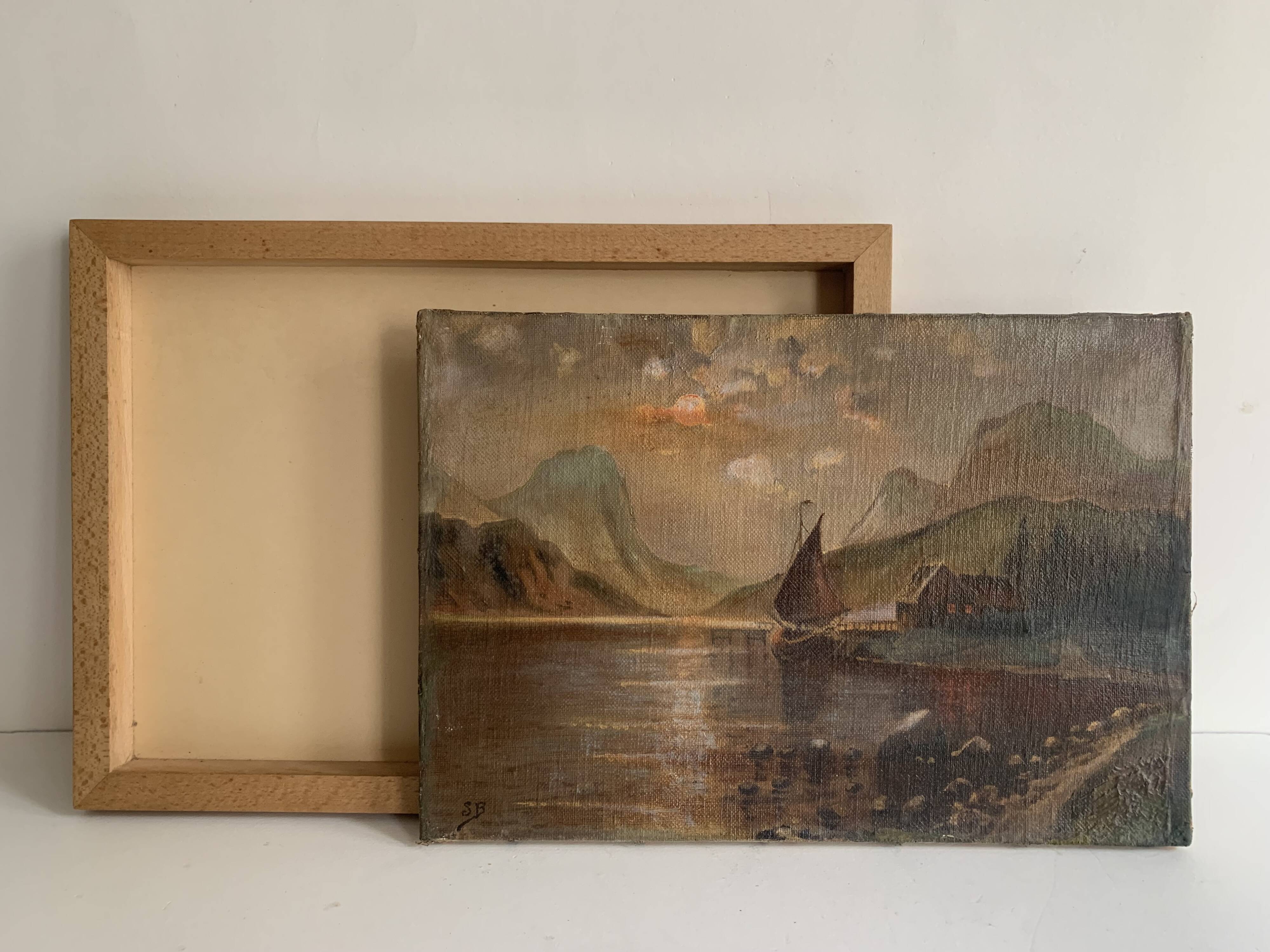19th century French school, signed oil painting, framed seascape