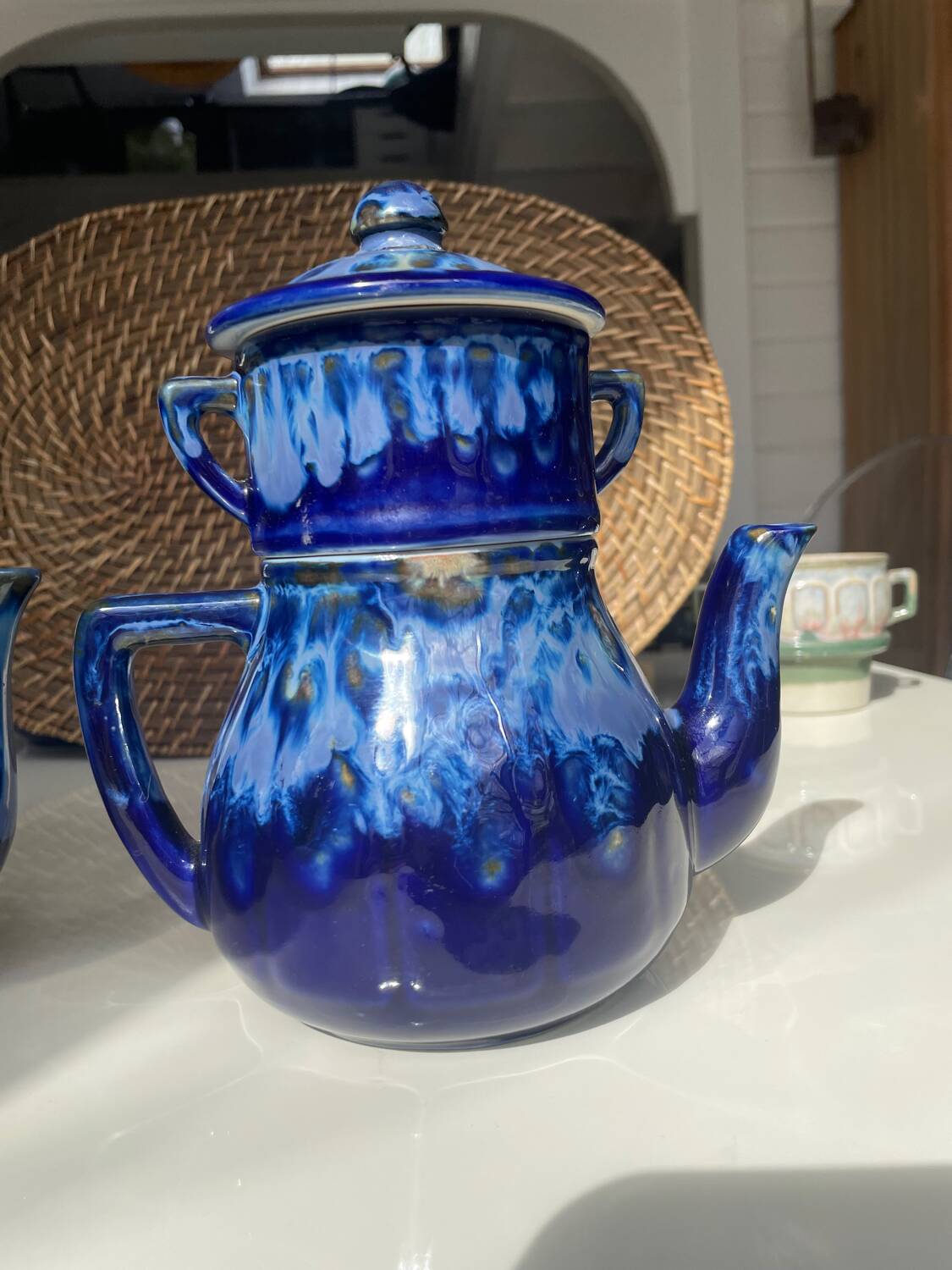 Old enameled coffee pot