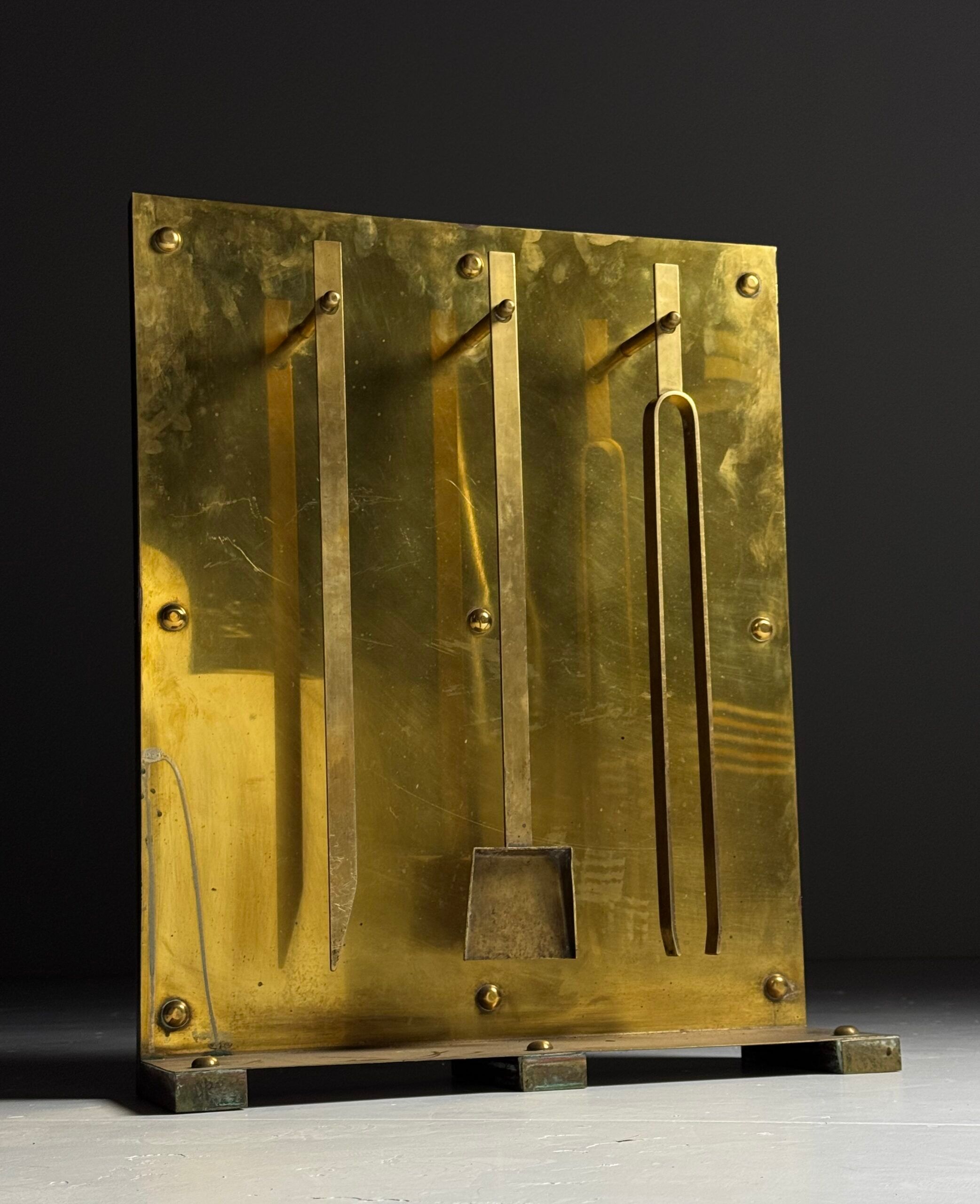 Brass fireplace set 1960s