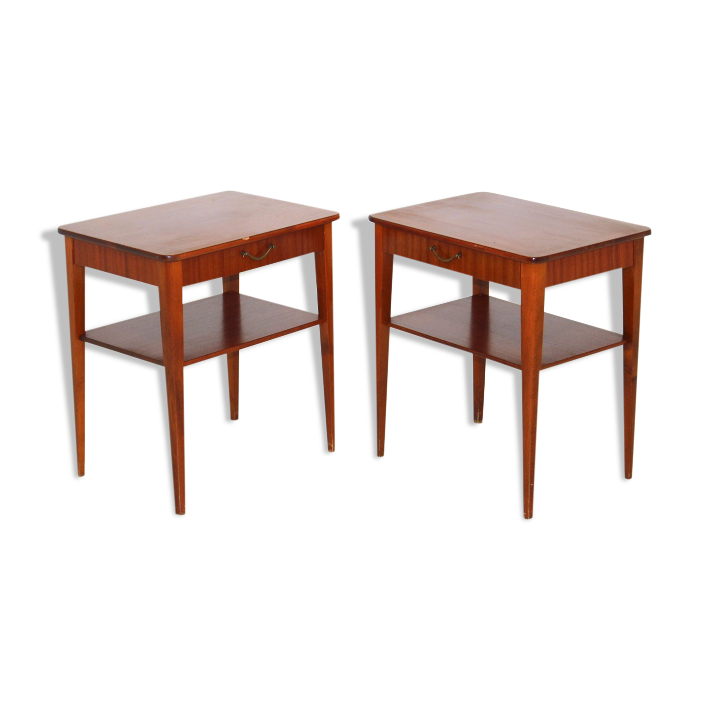 Pair of Scandinavian mahogany bedside tables, Sweden, 1950