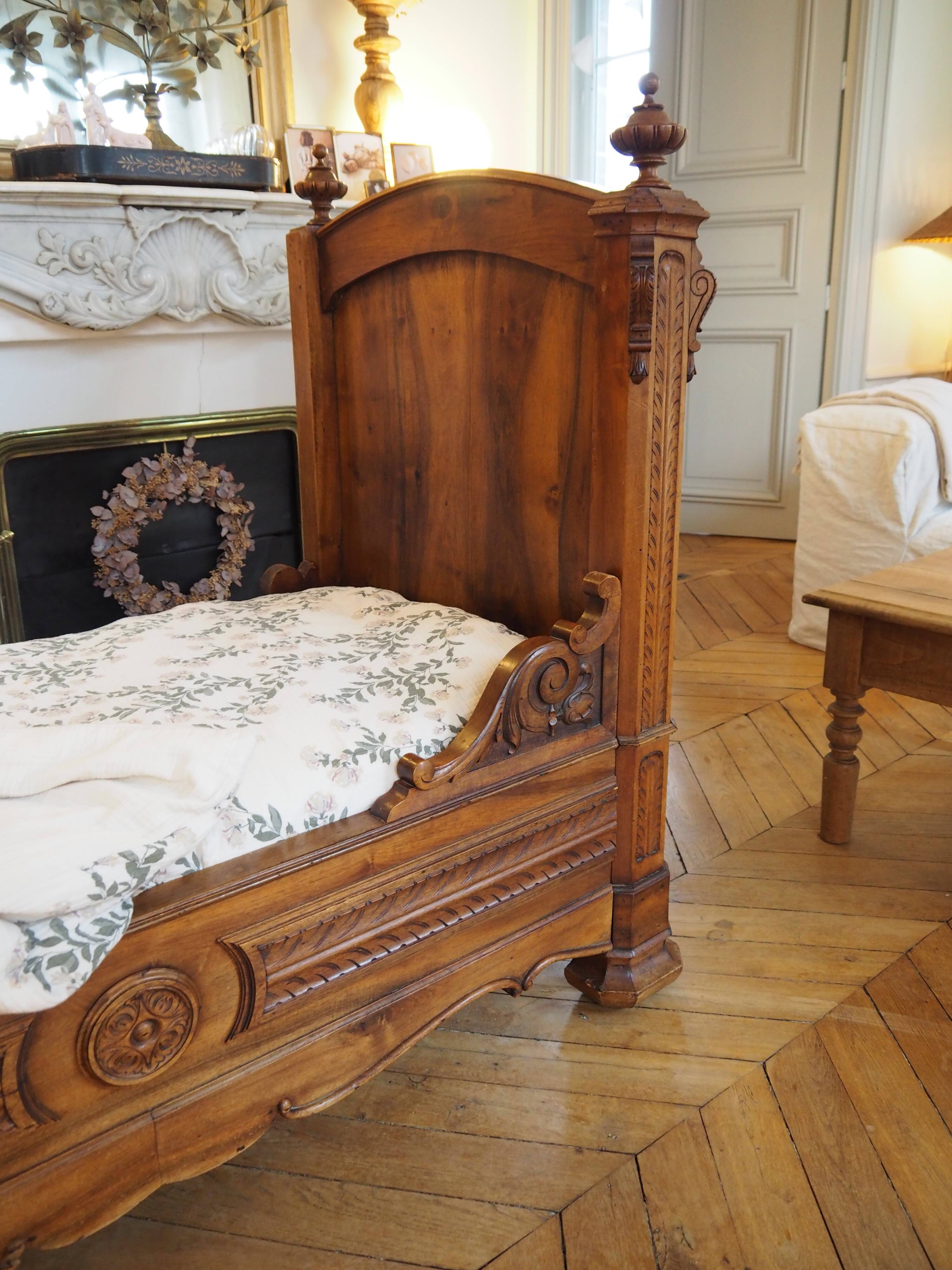 Antique carved wooden bed