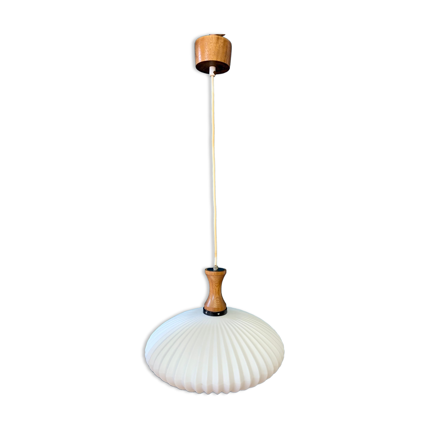 Suspension in opaline and teak 60s