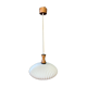 Suspension en opaline et teck années 60