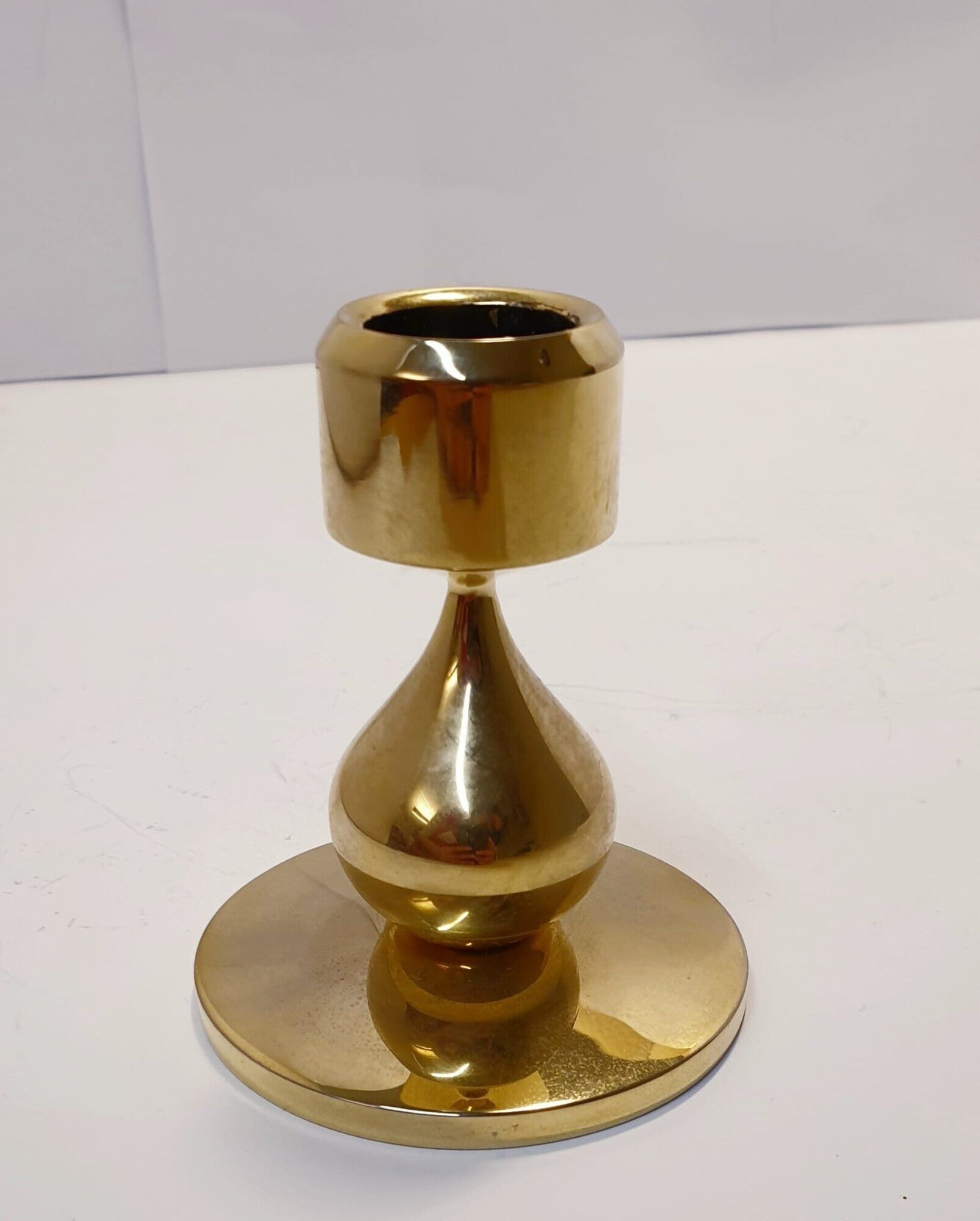 Brass candle holder height , design AS Mussen gold plated 24 carat Denmark 1960