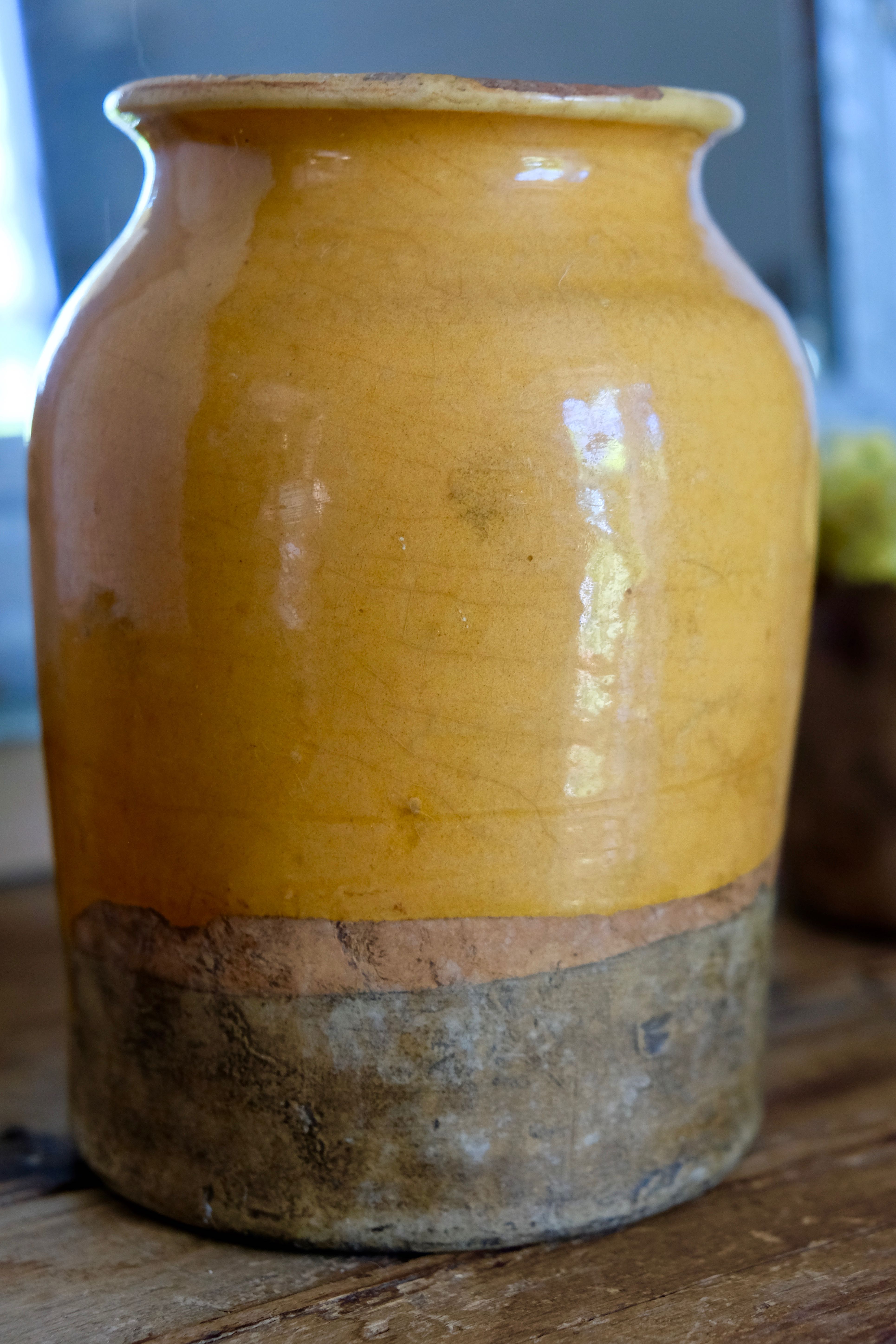 Antique yellow glazed grease pot 19th